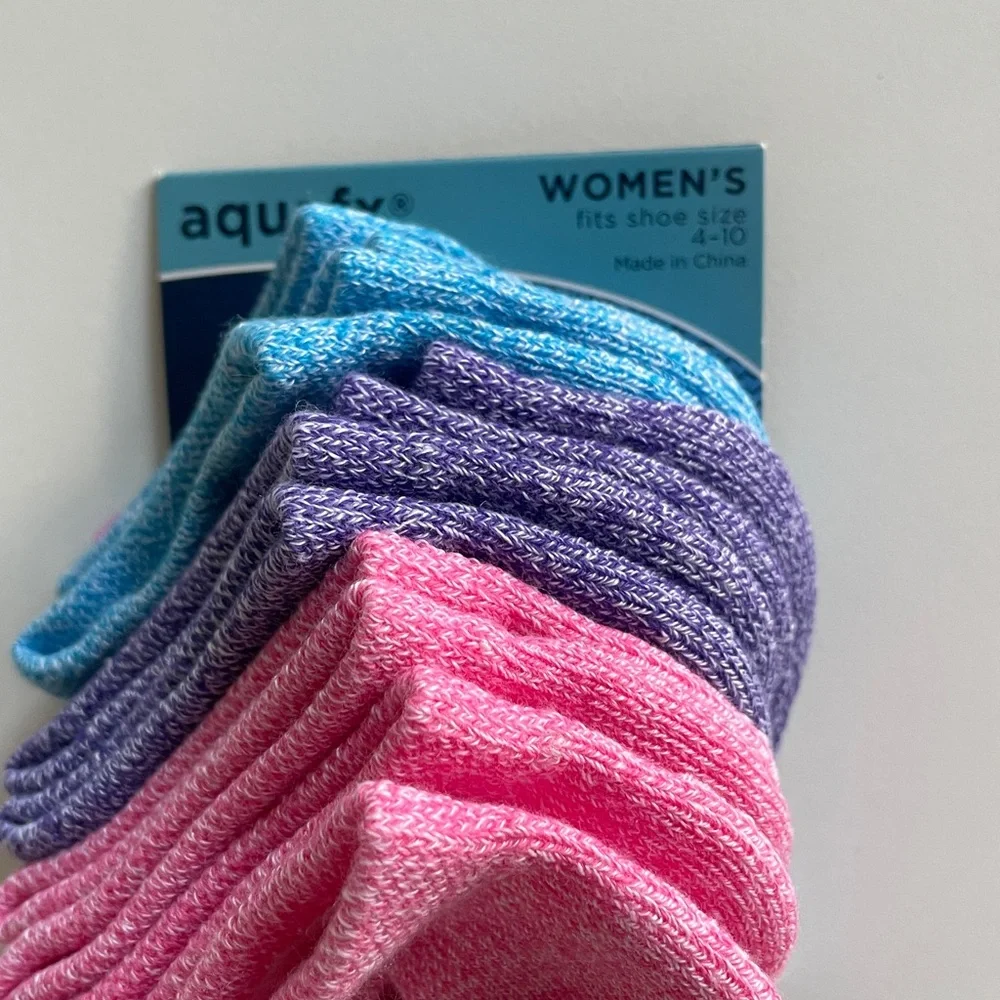 GOLDTOE All Pro Socks No Show 6 Pair Pack AquaFX Athletic Athleisure Pink Blue